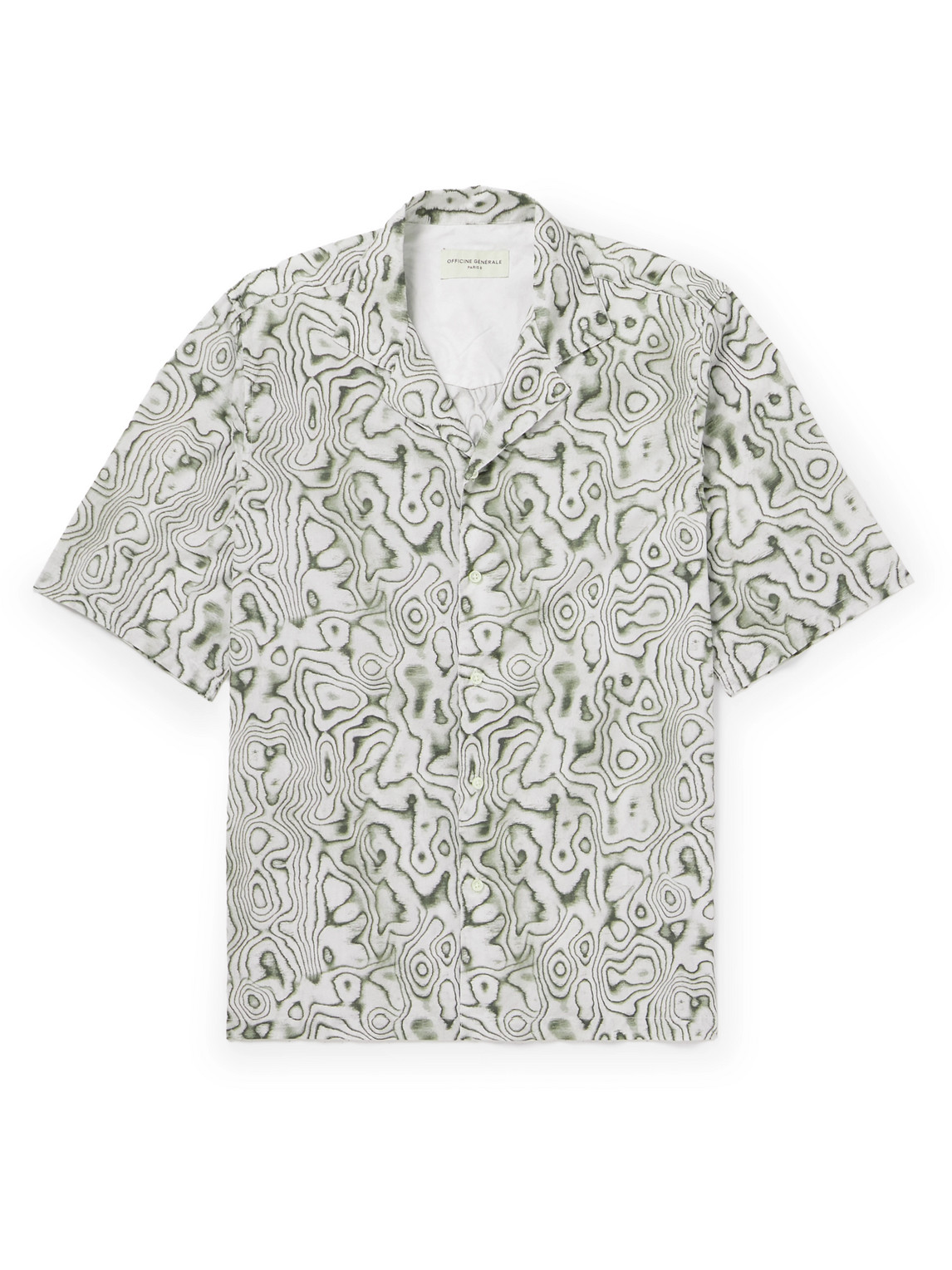 Officine Générale - Eren Camp-Collar Printed Cotton-Poplin Shirt - Men - Gray - M von Officine Générale