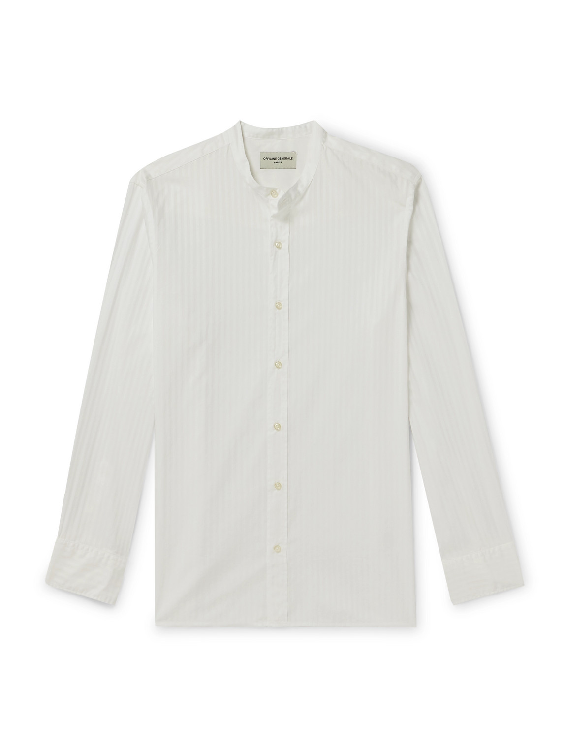 Officine Générale - Gaston Grandad-Collar Striped Cotton-Poplin Shirt - Men - White - XXL von Officine Générale