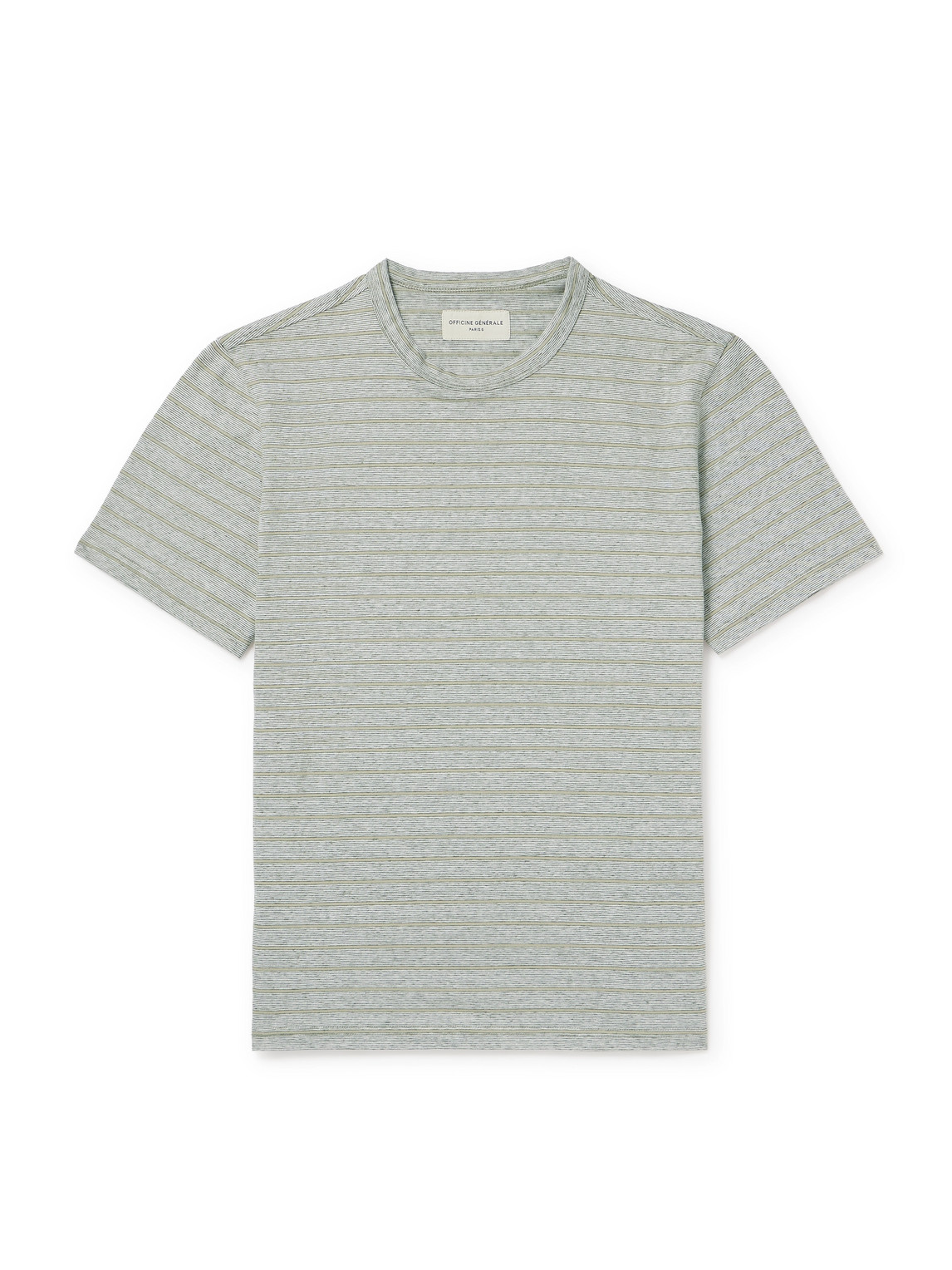 Officine Générale - Striped Cotton and Linen-Blend T-Shirt - Men - Gray - L von Officine Générale