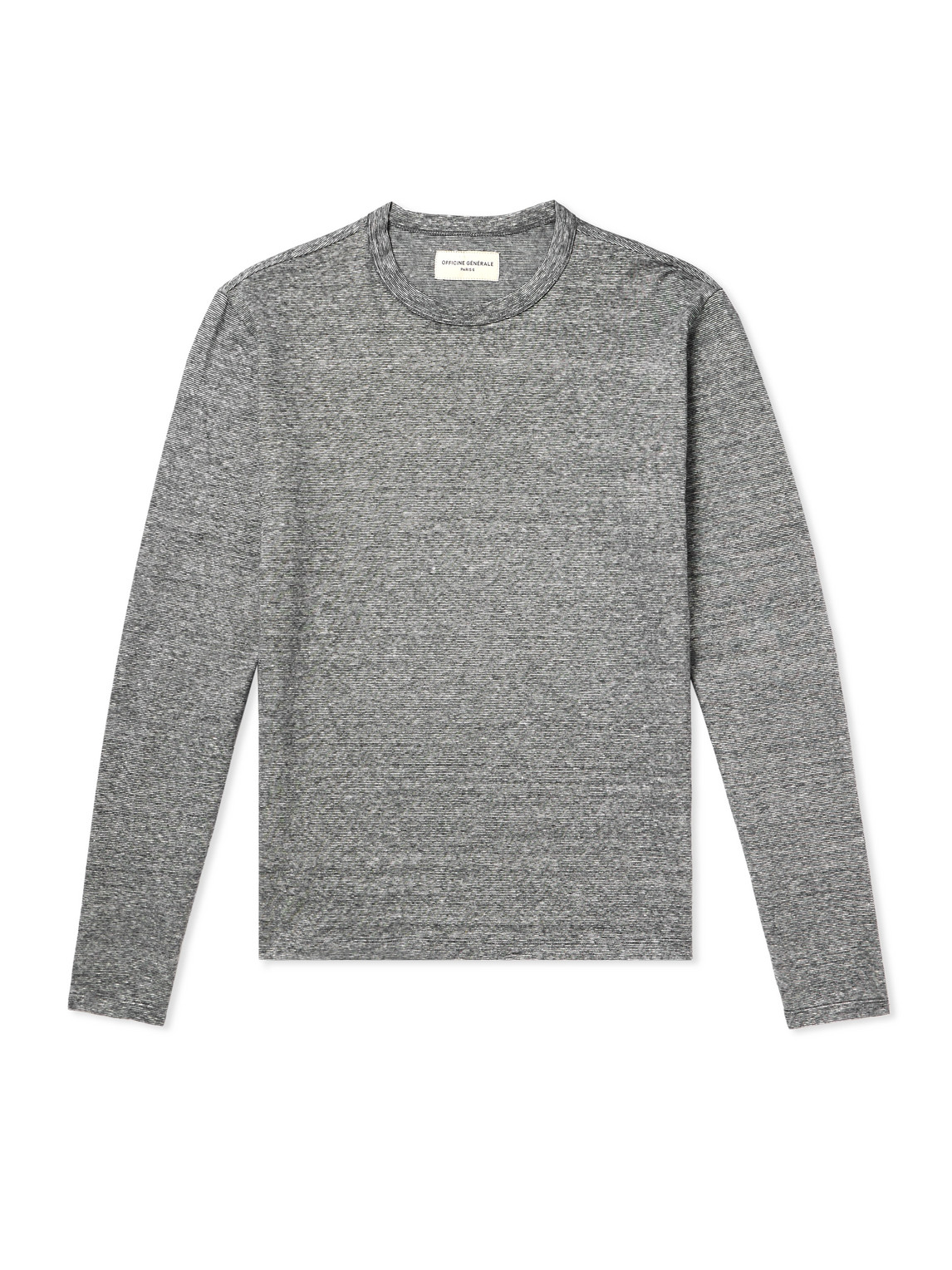 Officine Générale - Striped Cotton and Linen-Blend T-Shirt - Men - Gray - L von Officine Générale