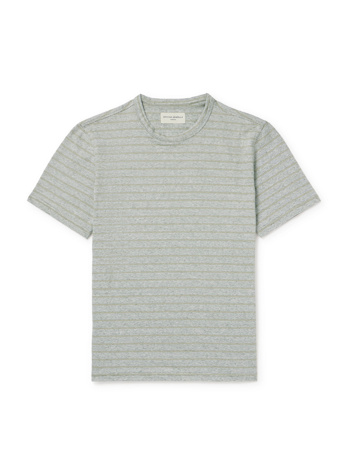 Officine Générale - Striped Cotton and Linen-Blend T-Shirt - Men - Gray - XL von Officine Générale