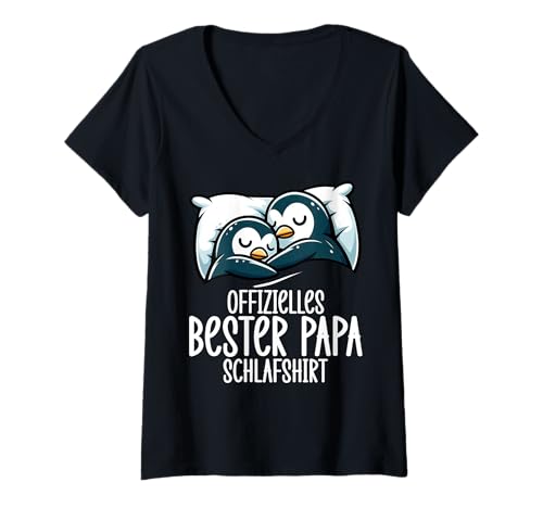 Damen Offizielles Bester Papa Schlafshirt Pinguin Vatertag Sprüche T-Shirt mit V-Ausschnitt Damen Offizielles Bester Papa Schlafshirt Pinguin Vatertag Sprüche T-Shirt mit V-Ausschnitt von Offizielles Bester Papa Schlafshirt Vatertag