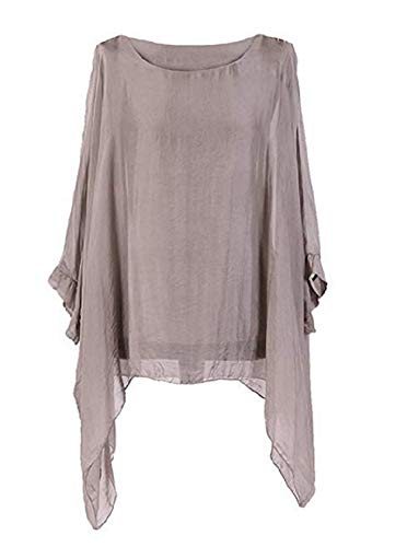 OgLuxe Plus Size Damen Seide Batwing Top Zwei Schichten Bluse, mokka, X-Groß von OgLuxe