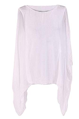 OgLuxe Plus Size Damen Seide Batwing Top Zwei Schichten Bluse, Weiss/opulenter Garten, Groß von OgLuxe