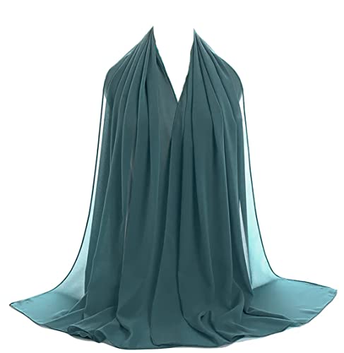 OgLuxe Chiffon-Schal für Damen – atmungsaktiver, weicher, seidiger Chiffon-Halstuch, transparenter Kopf- und Hals-Wickeltuch, leicht, luftiger Damen-Schal, petrol, One size von OgLuxe