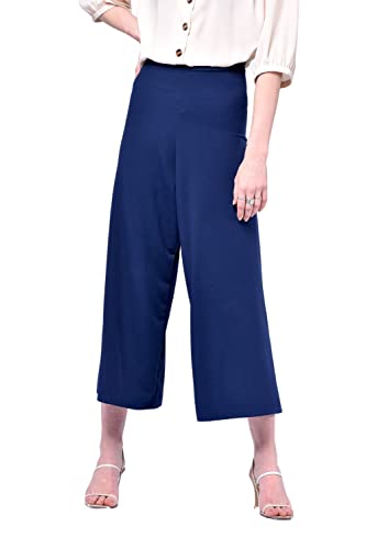 Oh! Pretty Damen-Culotte-Hose, 3/4-Länge, ausgestellt, Navy, 42-44 (as3, Numeric, Numeric_46, Numeric_48, Regular, Regular, Navy Blau) von Oh! Pretty