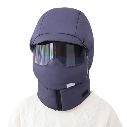 OhMill Unisex Warme Windproof Wintermütze Ohrenklappen Trappermütze Fliegermütze Sportmütze Skimütze Verdickt Face Maske mit Gläser für Outdoor Freizeit Reise Radsport Snowboarden (Dunkelgrau) von OhMill