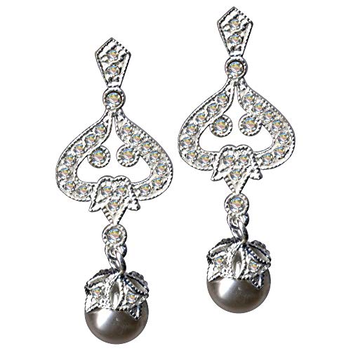 Ohrringe Jugendstil Perle Echt Sterling Silber 925 Zirkonia Strass Liebe Glaube Hoffnung Emotion Symbol Motiv Stil Objekt Weiss extravagant gut modisch klar schön transparent von Ohrringe 925 Silber