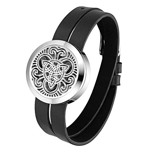 OIDEA Edelstahl Damen Armband schwarz Silber Aromatherapie Ätherische Öle Diffusor Halskette Hollow Floating Medaillon Locket Anhänger von OIDEA