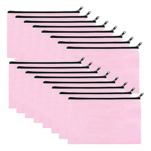 Oikabio 16 Stück Rosa Leinwand Make-up Kosmetiktaschen Reißverschluss Federmäppchen Leinwand Reißverschluss DIY DIY, Rosa, Paquete De 16 von Oikabio