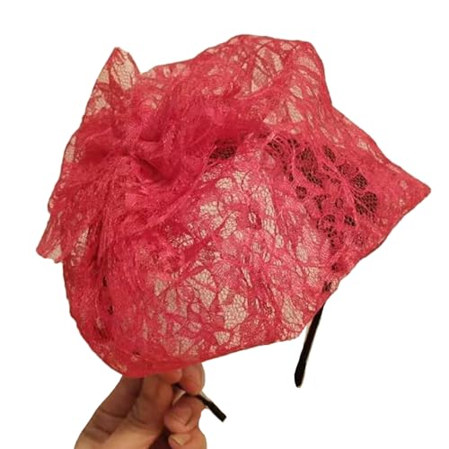 Fascinator-Hut, Blume, Netzband, Spitze, Stirnband, Teeparty, Kopfbedeckung für Mädchen und Frauen, Haarschmuck, Braut, Haarnadel, Spitze, Fascinator, Stirnband für Damen, Weiß von Oilmal