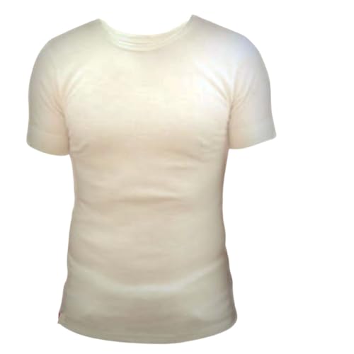 Olanmarp Premium Fashion Angora Herren-Unterhemd 1/2 Arm mit 40% Angora + 60% Baumwolle- Leichte Eleganz, maximale Wärme - Farbe Wollweiss - Made in EU … (Gr. XL, 40% Angora,60% Baumwolle) von Olanmarp
