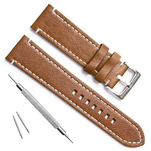 Handgemachtes Vintage-armband aus Leder (22 mm, silberfarbene Schnalle/braun) von OliBoPo