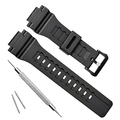 OliBoPo Uhrenarmband aus natürlichem Harz, wasserdicht, für Casio SGW-300H MRW-200H AE-1200 W-800H W-735H AQ- S800W AQ- S810W schwarz von OliBoPo