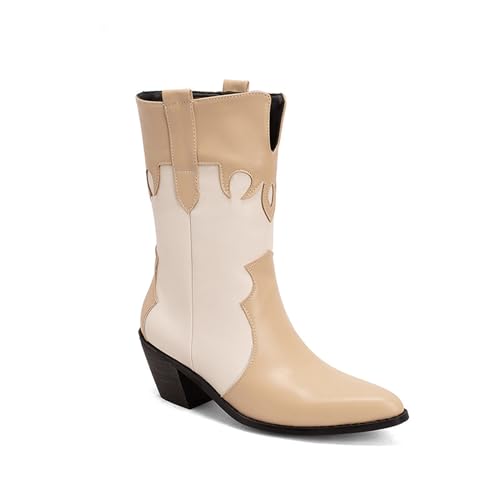 Omeslike Damen-Chelsea-Stiefel im Vintage-Stil, Spitze Zehenpartie zum Anziehen, Stiefeletten mit Herbstabsatz, Western-Cowboystiefel, mittelhohe Stiefel,Nude,39 Omeslike Damen-Chelsea-Stiefel im Vintage-Stil, Spitze Zehenpartie zum Anziehen, Stiefeletten mit Herbstabsatz, Western-Cowboystiefel, mittelhohe Stiefel,Nude,39 von Omeslike