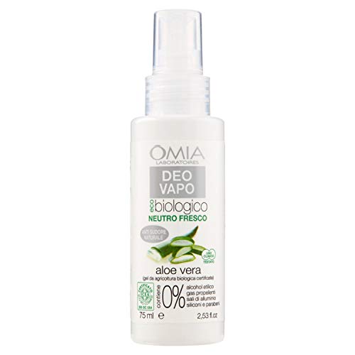 Omia, Deo Vapo Eco Bio mit Aloe Vera, natürliches Antitranspirant, intensives Schwitzen, ohne Aluminiumsalze und Gas, Frische für 24 Stunden, Deodorant für Damen und Herren, 75 ml von Omia