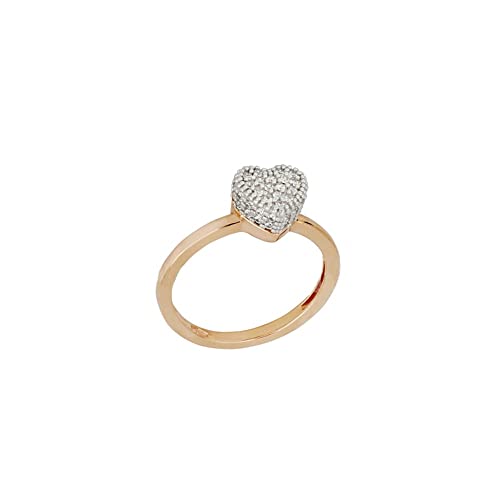 OmniaOro Ring aus 18 Karat Roségold und Weißgold mit Herz aus weißen Zirkonia für Damen, Roségold, Metall, Weiße Zirkonen von OmniaOro