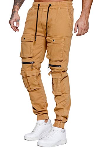 OneRedox Herren Chino Pants Jeans Joggchino Hose Jeanshose Skinny Fit Modell H-3406 Beige 29 von OneRedox