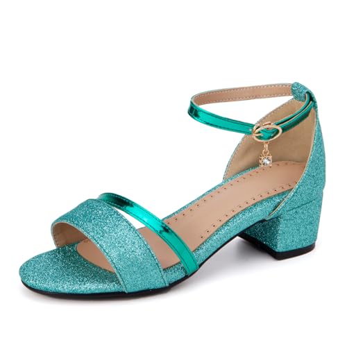 Onewus Damen Fashion Open Toe Schnalle Blockabsatz Sandalen (Hellblau, 37) von Onewus