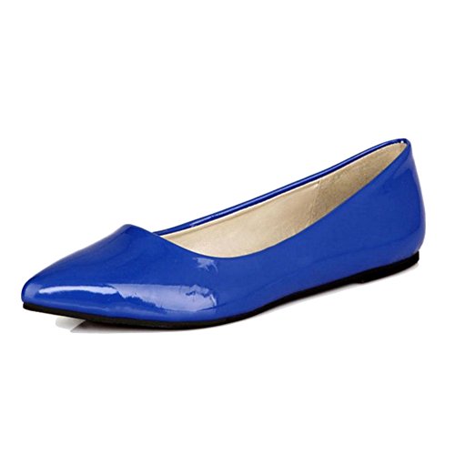 Onewus Damen Gemütlich Basic Flache Pumps Spitze Toe Übergrößen Flache Schuhe (Blue, 42 EU) von Onewus