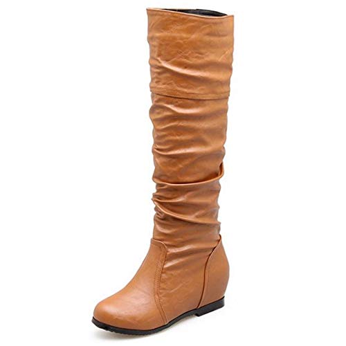 Onewus Damen Keilabsatz Langschaft Stiefel (Braun, 48 EU) von Onewus