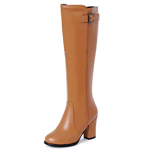 Onewus Damen Stiefel mit Blockabsatz Reißverschluss Langschaft Stiefel von Onewus