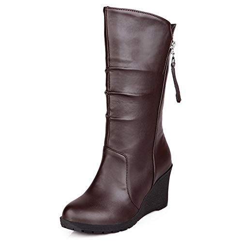 Onewus Halbhohe Stiefel für Damen mit Keilabsatz (Braun, 39 EU) von Onewus