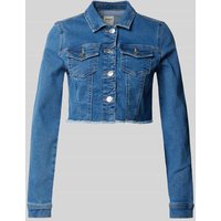 Only Cropped Jeansjacke mit Brusttaschen Modell 'WONDER' in Blau, Größe L von Only