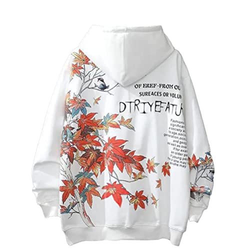 Onsoyours Anime Kapuzenpullover Damen Oversized Hoodie E-Girl Streetwear Sweatshirt Mädchen Y2K Gothic Sweatshirt Herren Pullover mit Kapuze Herbst Winter B Weiß XXL von Onsoyours