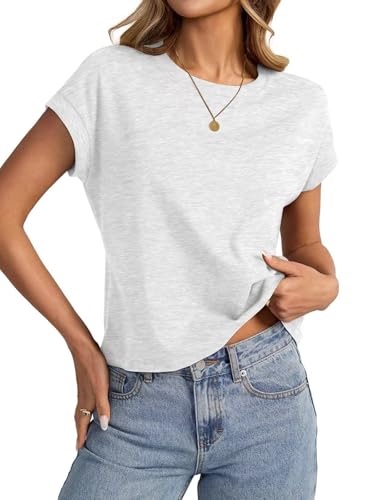 Onsoyours Crop Tops Damen Sommer Kurzarm Tshirt Casual Einfarbig Rundhals Oberteil A Grau S Onsoyours Crop Tops Damen Sommer Kurzarm Tshirt Casual Einfarbig Rundhals Oberteil A Grau S von Onsoyours