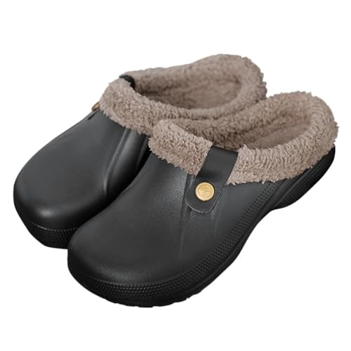 Onsoyours Damen Clogs Gefüttert Herren Clogs Winter Gartenschuhe Slipper Warm Gartenclogs Gefüttert Warme Pantoffeln Plüsch Pantoletten rutschfeste Outdoor Winterschuhe A Grau 39/40 EU von Onsoyours