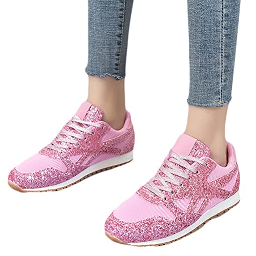 Onsoyours Damen Pailletten Mesh Sneakers Casual Strass Plat Sneakers Wanderschuhe Sportschuhe Laufschuhe Schuhe Freizeitschuhe Turnschuhe A Rosa 40 EU von Onsoyours