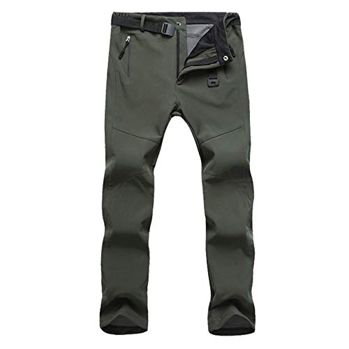 Onsoyours Damen Softshellhose Gefüttert Wanderhose Wasserdicht Berghose Winddicht Trekkinghose Outdoorhose Abriebfest Funktionshose Mit Knieschützer A Armeegrün L von Onsoyours