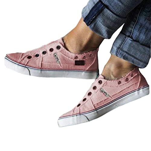 Onsoyours Damen Sommer Flache Schuhe Lace Up Trainers Sportschuhe Canvas Sneaker Freizeitschuhe Einzelschuhe Walkingschuhe Wanderschuhe Stoffschuhe B Rosa 41 EU von Onsoyours