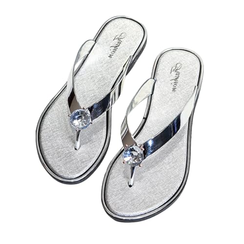 Onsoyours Flip Flops Damen Zehentrenner Aushöhlen Elegante Badelatschen Sommer Hausschuhe Indoor Outdoor Beach Pool C Silber 41 EU von Onsoyours