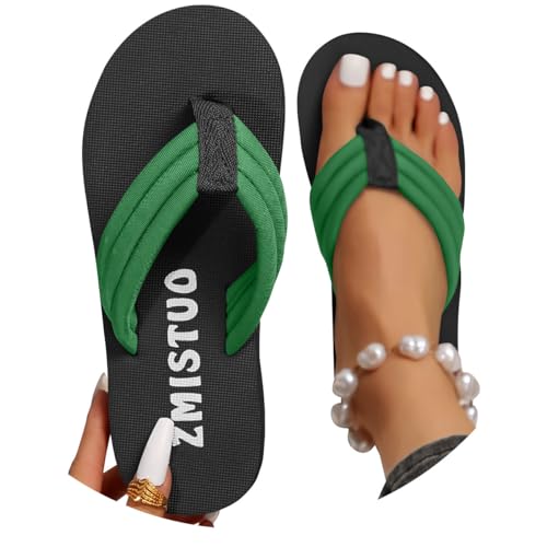 Onsoyours Flip Flops Damen Zehentrenner Badeschuhe Damen Sandalen Sommer Leicht Bequeme Plateau Sandaletten Sommer Strand Flip Flops A Grün 36 EU von Onsoyours