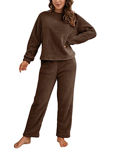 Onsoyours Hausanzug Damen Pyjama Set Freizeitanzug mit Reißverschluss Trainingsanzug Schlafanzug Nachtwäsche Home Kleidung Dick Warm Korallensamt Weiblich Nachthemd Pyjama A Kaffee XS von Onsoyours