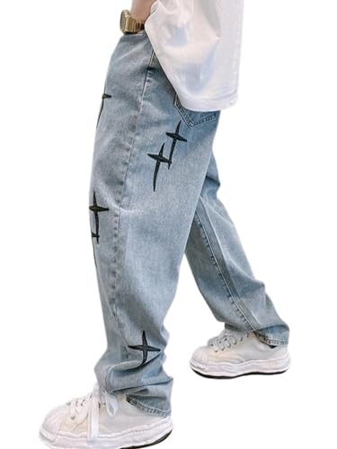 Onsoyours Herren Baggy Jeans Y2k Jeanshose Vintage Straight Leg Denim Hosen Teenager Jungen Streetwear Hip Hop Jeans Hip Hop Jeans H01 Blau M von Onsoyours