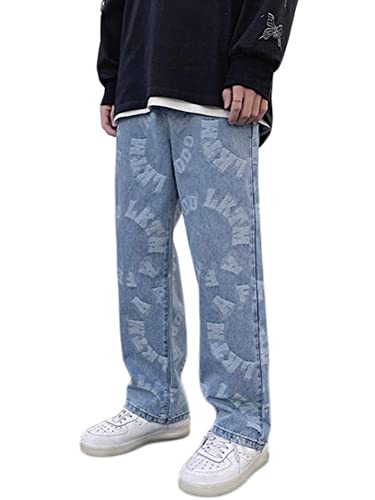 Onsoyours Herren Baggy Jeans Y2k Jeanshose Vintage Straight Leg Denim Hosen Teenager Jungen Streetwear Hip Hop Jeans Hip Hop Jeans J Blau M von Onsoyours