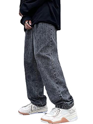 Onsoyours Herren Baggy Jeans Y2k Jeanshose Vintage Straight Leg Denim Hosen Teenager Jungen Streetwear Hip Hop Jeans Hip Hop Jeans O Schwarz XL von Onsoyours