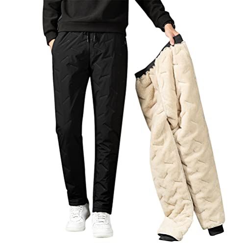 Onsoyours Herren Hose Warme Jogginghose Casual Sporthose Winter Fleece Sweatpants Sherpa Gefüttert Hosen mit Taschen Herren Sweathose Gürtel Freizeithose Thermo Mode B Schwarz 4XL von Onsoyours