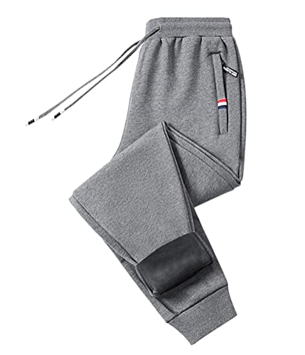 Onsoyours Herren Hose Warme Jogginghose Casual Sporthose Winter Fleece Sweatpants Sherpa Gefüttert Hosen mit Taschen Herren Sweathose Gürtel Freizeithose Thermo Mode G Dunkelgrau 4XL von Onsoyours