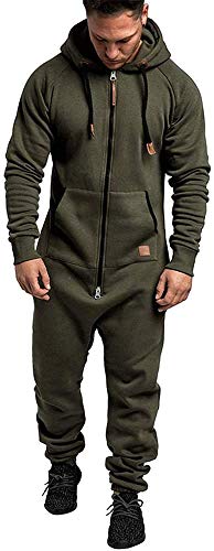 Onsoyours Herren Overall Jumpsuit Jogging Cargo-Style Onesie Trainingsanzug Camouflage A Armeegrün M von Onsoyours