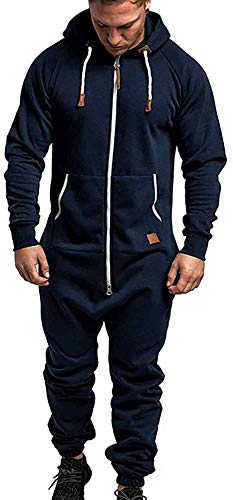 Onsoyours Herren Overall Jumpsuit Jogging Cargo-Style Trainingsanzug Camouflage Sportanzug Fitness Jogginganzug Einteiler Ganzkörperanzug Hoodies Hausanzug A Dunkelblau M von Onsoyours