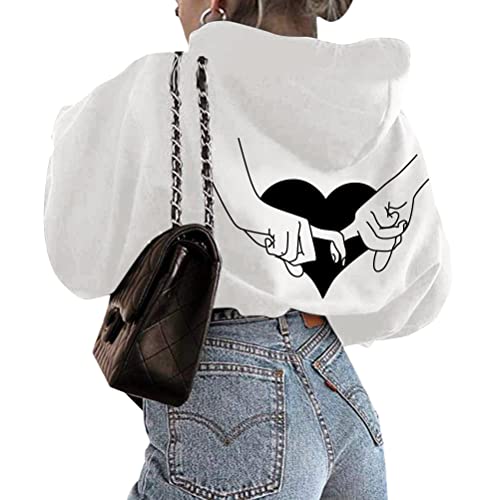 Onsoyours Kapuzenpullover Für Damen Herbst Winter Hoodie Promise Letter Print Sweatshirt Lose Casual Hip Hop Langarmshirt Pullover Mit Kordel Und Taschen Outerwear E Weiß L von Onsoyours