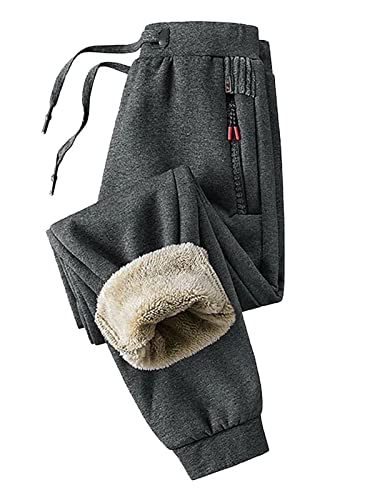 Onsoyours Männer Warme Winter Fleece Gefüttert Jogger Hosen Sherpa Aktive Laufende Sweatpants A Grau S von Onsoyours