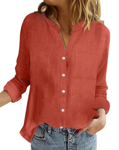 Onsoyours Musselin Bluse Damen Leinenbluse Damen Sommer Langarm Große Größen Hemdbluse Blusenkleid Leinen Elegant Weiß Longbluse Blusenshirt Damenblusen A Rot L Onsoyours Musselin Bluse Damen Leinenbluse Damen Sommer Langarm Große Größen Hemdbluse Blusenkleid Leinen Elegant Weiß Longbluse Blusenshirt Damenblusen A Rot L von Onsoyours