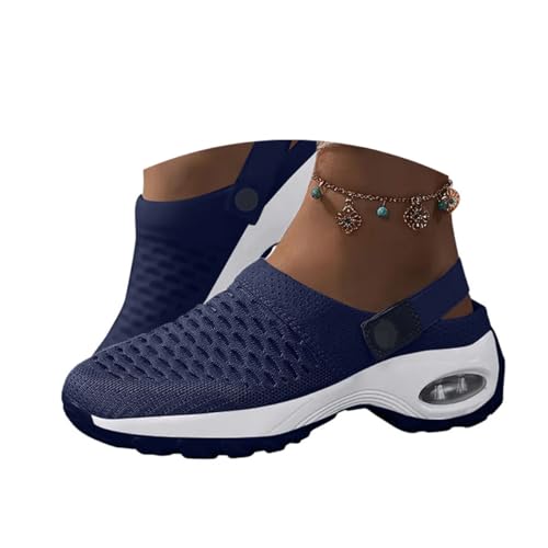 Onsoyours Orthopädische Schuhe Damen Luftkissen-Wanderschuhe Mesh Atmungsaktiv Sandals Orthopädische Air Cushion Slip On Walking Shoes Outdoor-Walking-Shoes A Marine 37 EU von Onsoyours