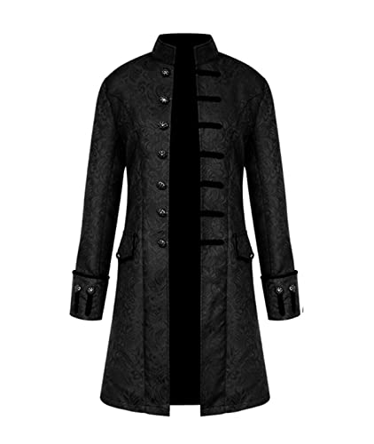 Onsoyours Oversized Herren Mantel Print Langarm Stehkragen Mode Smoking Jacke Gothic Gehrock Uniform Kostüm Party Trenchcoat Windbreaker Steampunk Graben Outwear A Schwarz M von Onsoyours