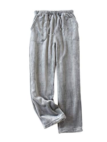 Onsoyours Plüschhose Damen Herren Fleece Plüsch Dicke Schlafanzughose Unisex Soft Fleece Pyjamahose Lange Warme Freizeithose Home Haushose Damen A Grau M von Onsoyours